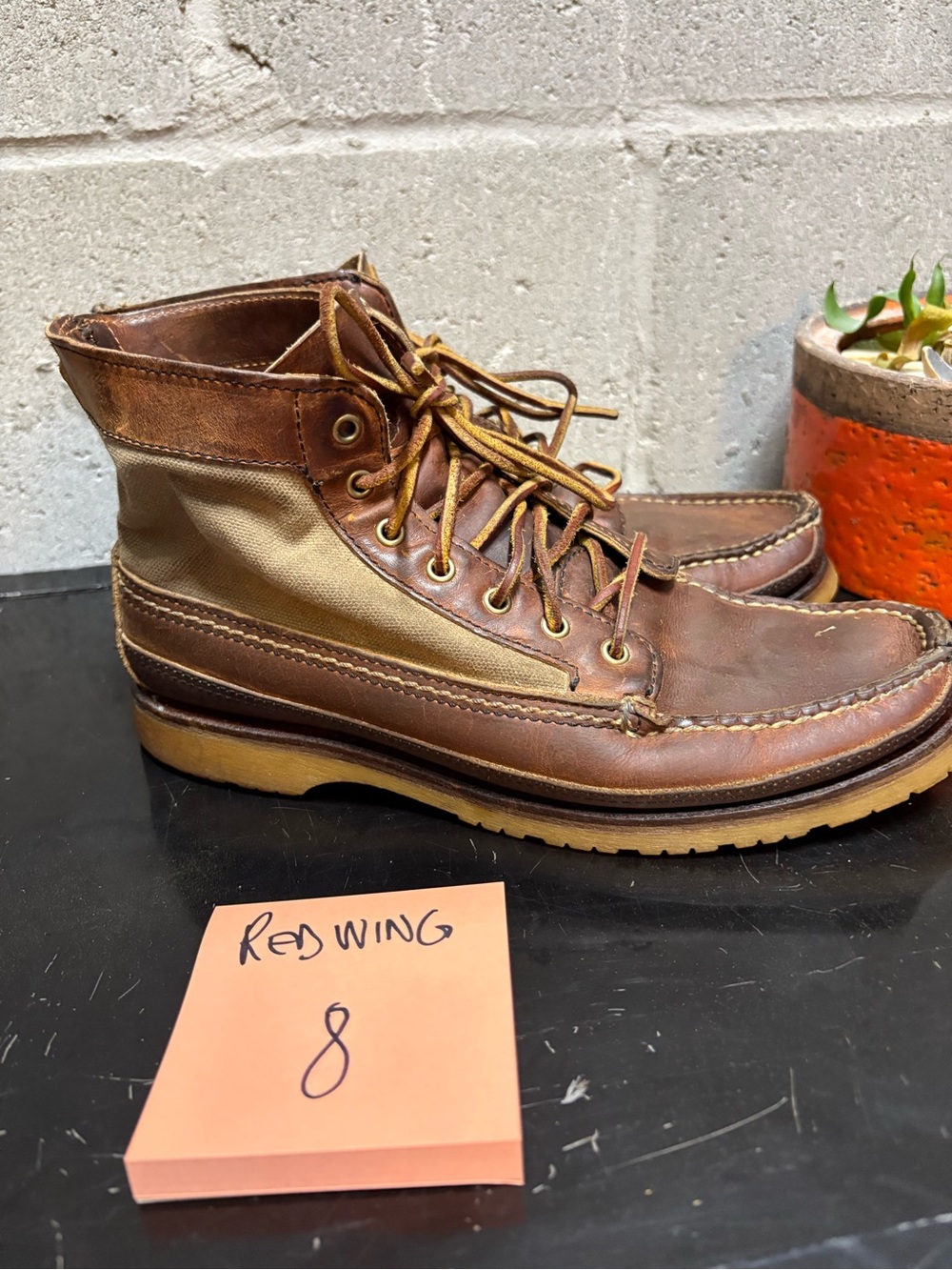 Red Wing Shoes Brown and Tan Moc Toe Leather Work Boots